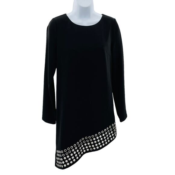Style Stalker Isabella Black Asymmetrical Grommet Hem Long Sleeve Dress S NWT - Picture 4 of 10